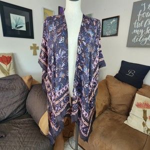 Maurices Floral Rayon Cardigan Longline Wrap Shawl OS